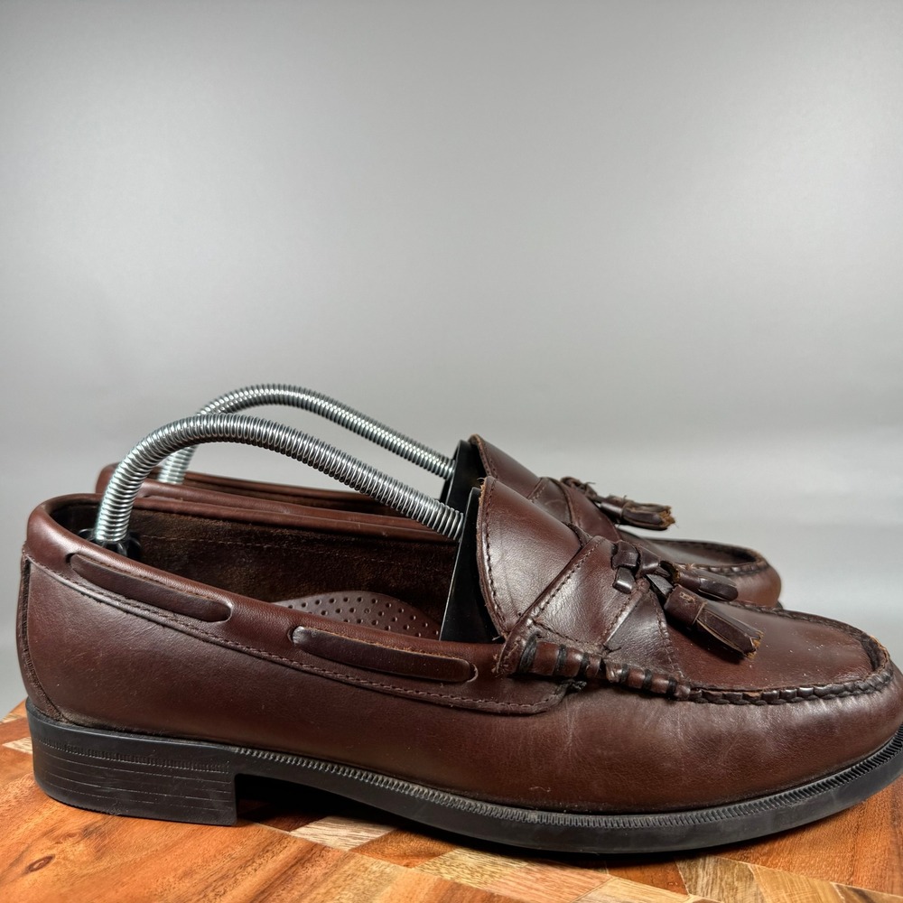 Sebago Mens Brown Leather Tassel Loafers Made in USA Classic Dress Shoes Size 11